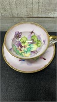 Shafford Footed Cup & Saucer Hand Painted Japan
