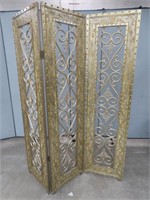 3 PANEL ROOM DIVIDER W/WROUGHT IRON CENTER PANELS