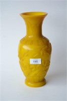 Yellow peking glass style vase with cameo design