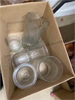 2 box lot of flower vases, and a box of candles