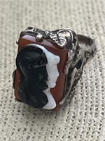 Vintage Roman Style Cameo Ring with Dragons -