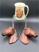 Lefton Japan Ceramic Horse Heads & Mug