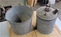 Galvanized gas can and pail