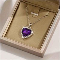 Heart Pendant Necklace Elegant Rhinestone Crystaly