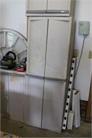 Tall Two Door Storage Cabinet with Contents