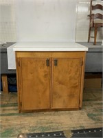 WOODEN FORMICA TOP CABINET