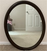 Vintage Oval Wall Mirror in Wooden Frame