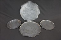 Large Round Hand Wrought Aluminum Serving Trays 4