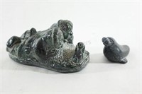 Original Soap Stone Seal & Wolfe Couple Sculpture