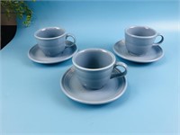 Fiesta Set of 6 Tea Cups & Saucers - Lt. Blue