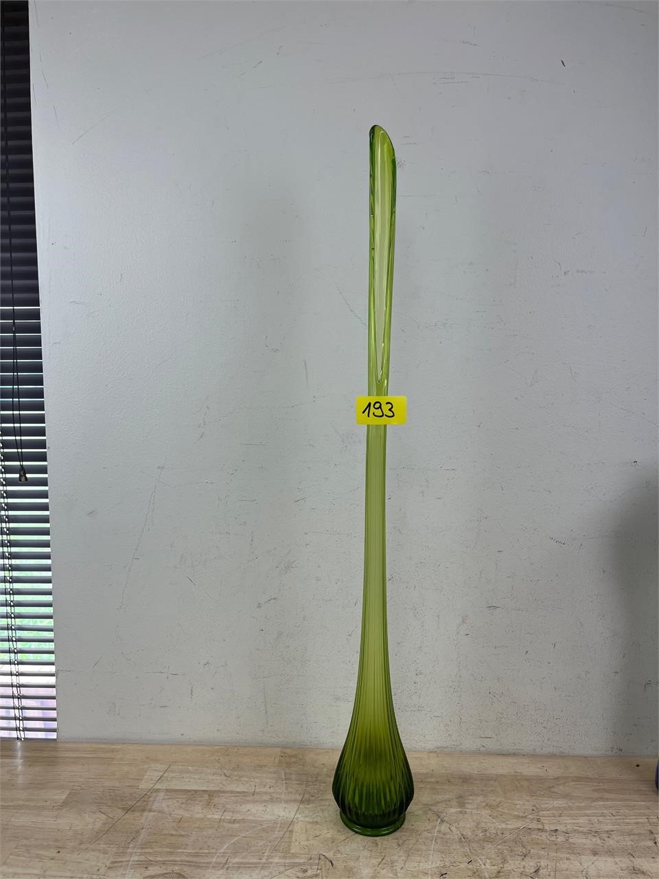 Green Ribbed Swung Vase