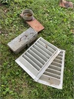 (2) old vents, old tool box & a weight