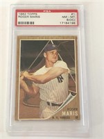 PSA 8 1962 Topps Roger Maris Card #1 Yankees