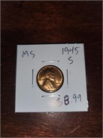 Ms 1945 S wheat penny
