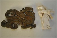 Antique Asian Carved Horse & Eagle Pad