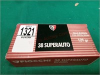 .38 Super Auto FMJ 129gr. 50 rounds per box, one