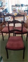 3 Antique Wood Upholstered Chairs