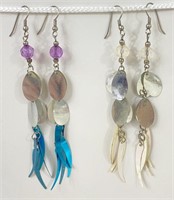 2 Pairs Beaded Chandelier Pierced Earrings