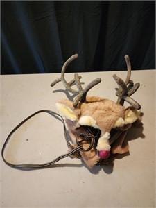Vintage deer rudolph antler mask with leash