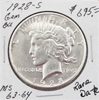 1928-S Silver Peace Dollar Coin BU RARE DATE