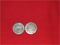 1863, 1865 2-cent pieces