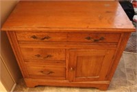 Antique Oak Cabinet w/ Contents