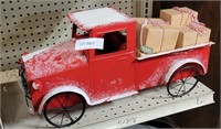 DECORATIVE METAL RED WINTER/ CHRISTMAS TRUCK
