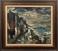 20th C. Impressionist Seascape Oil Signed