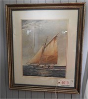 “The Catboat” framed print of sloop S/N