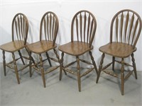 Four 17.5"x 17.5"x 42" Wood Chairs