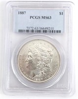 1887 U.S. Morgan Silver Dollar PCGS MS 63