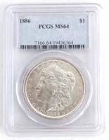 1886 U.S. Morgan Silver Dollar PCGS MS 64