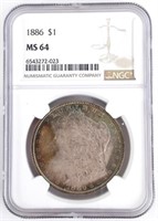 1886 U.S. Morgan Silver Dollar NGC MS 64