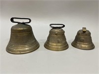 3 Brass Tibetan Temple Bells