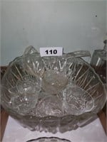 UNMARKED PUNCH BOWL W/ CUPS & LADEL