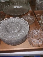 CAKE STAND- CUT GLASS PLATES & OTHER ITEMS
