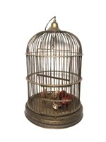 Brass Bird Cage with Decorative Birds
