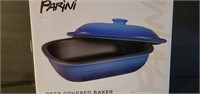 New In Box Parini Blue Deep Covered Baker