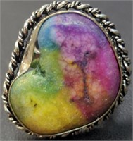 925 stamped solar agate ring 7.25