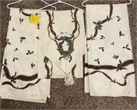 (2)  CHRISTMAS TABLE CLOTHS & TABLE RUNNER