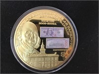 3" 24kt GoldPlated Benjamin Franklin Baninule Coin