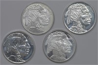 4 - 1ozt Silver .999 Buffalo Rounds