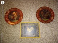 Rooster Plates and Picture