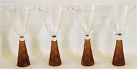 4 Vintage Artland Prescott Amber Martini Glasses
