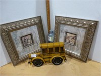 2 Pictures 13"x13" / School Bus Picture Frame