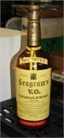 18 INCH SEAGRAMS WHISKEY AMBER GLASS BOTTLE