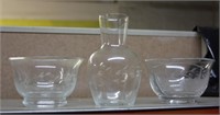 3 PC PRINCESS HOUSE GLASS 2 BOWLS & SM. VASE