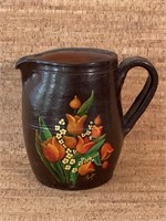 1970's Primitive Style Painted Water Pitcher