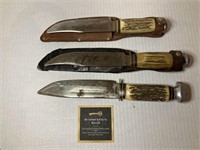 3 Vintage Bone Handled Knives, One Solingen