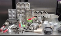 Lot of Baking Pans, Utensils, Measurers, Cutters+